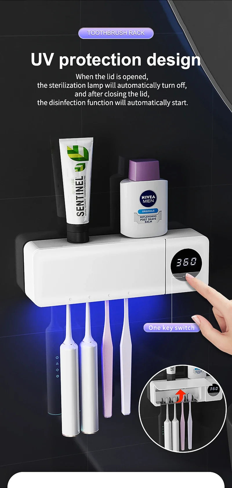UV Toothbrush Holder Rechargeable