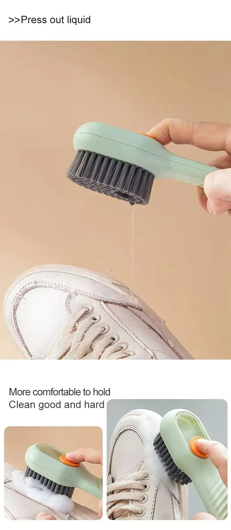 Cleaning Shoe Brush With Liquid